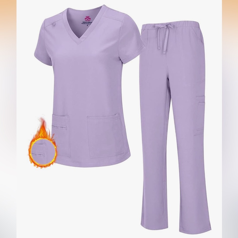 Lavender Scrub Set NEW V-neck shirt Cargo pants set